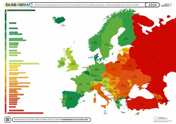 ΛΟΑΤΚΙ+: Δημοσιεύτηκε η ετήσια κατάταξη των χωρών - Το άλμα της Ελλάδας