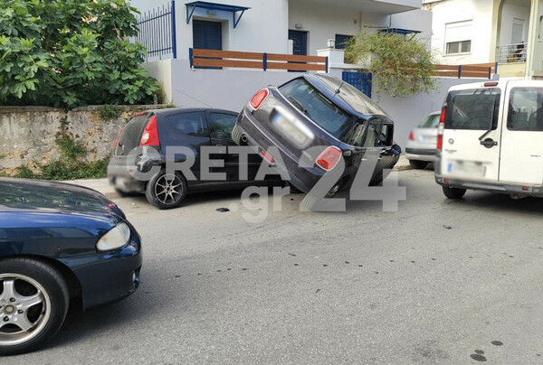 Κρήτη: Αυτοκίνητο «σκαρφάλωσε» σε σταθμευμένο ΙΧ