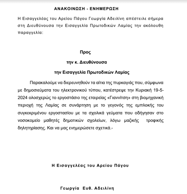 Παρέμβαση Αρείου Πάγου για τη φωτιά σε εργοστάσιο της Λαμίας - Ζητά έρευνα από την εισαγγελία