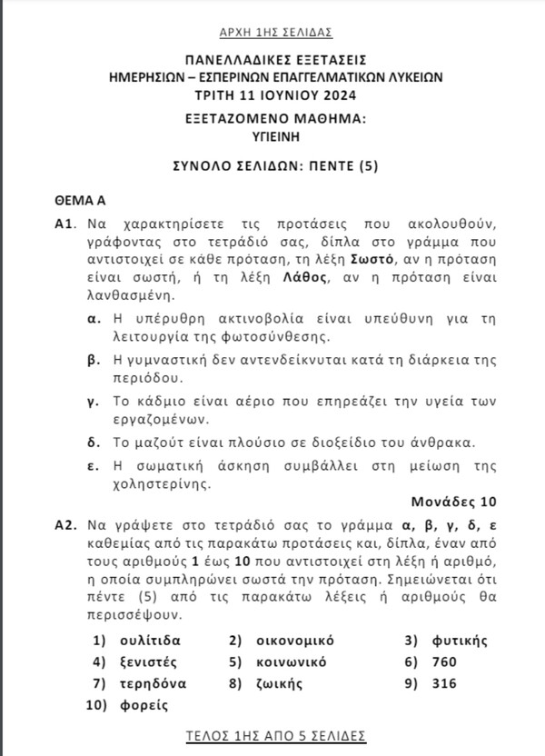 Πανελλήνιες 2024: Τα θέματα στα μαθήματα των ΕΠΑΛ