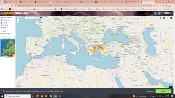 Οι κεραυνοί πάνω από την Αττική αυτή την ώρα