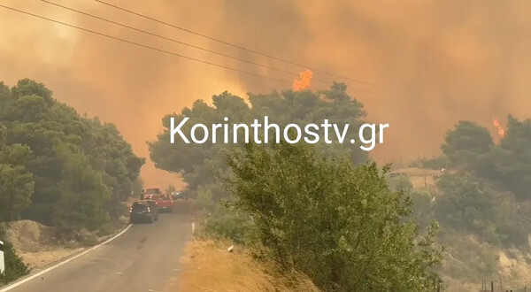 Φωτιά στην Κορινθία: Εκτός ελέγχου το πύρινο μέτωπο - Ήχησε το 112