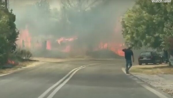 Φωτιά στη Θέρμη: Στις φλόγες σπίτια στον Τρίλοφο