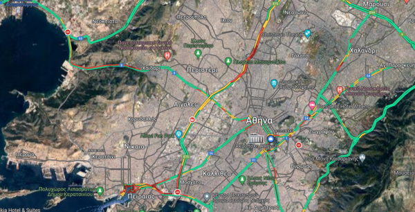 Κίνηση στους δρόμους: Στο «κόκκινο» το λιμάνι του Πειραιά - Καθυστερήσεις στο κέντρο