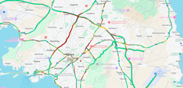 Η κίνηση στους δρόμους: Στο «κόκκινο» ο Κηφισός-Καθυστερήσεις στο κέντρο της Αθήνας