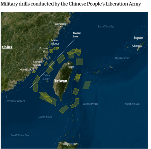 Ο στρατός της Κίνας σφίγγει τον κλοιό γύρω από την Ταϊβάν - Τι αποκαλύπτουν χάρτες