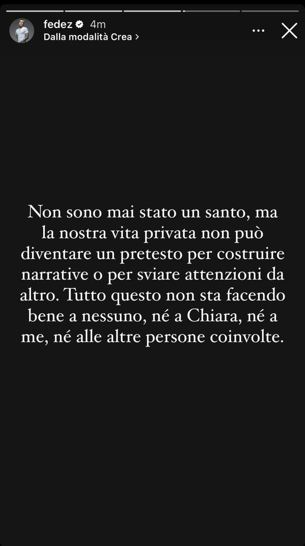 Fedez προς Κιάρα Φεράνι: «Έχω πληρώσει για τα λάθη μου – Τώρα επιλέγω την πραγματικότητα»