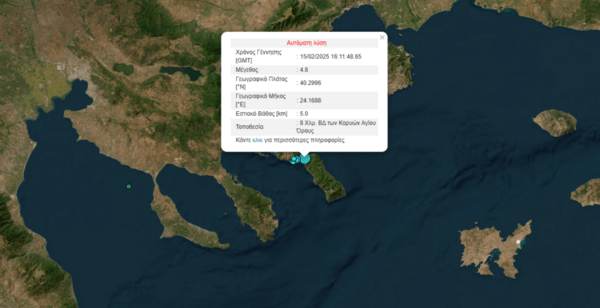 Σεισμός 4,8 Ρίχτερ στο Άγιον Όρος 