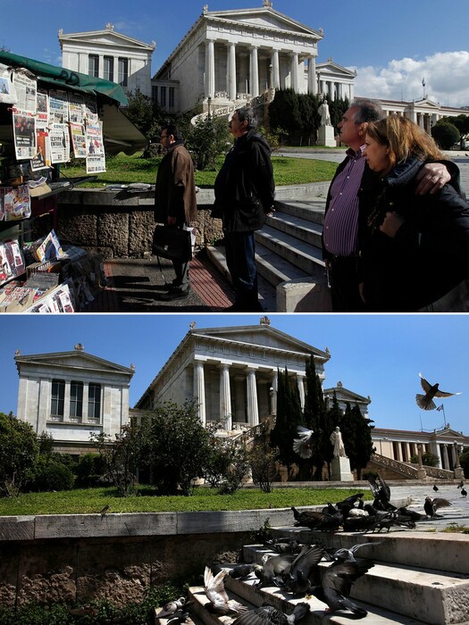 «Απόκοσμη πόλη»: Φωτογραφίες από την Αθήνα πριν και μετά το lockdown