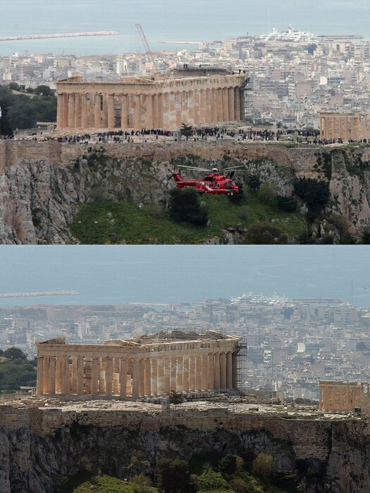 «Απόκοσμη πόλη»: Φωτογραφίες από την Αθήνα πριν και μετά το lockdown