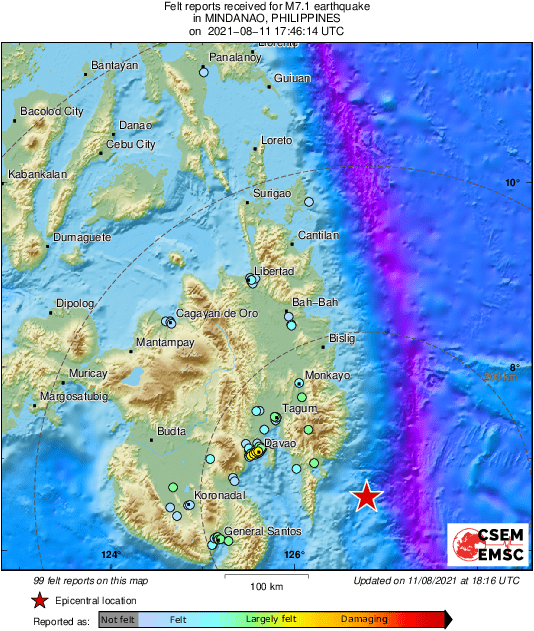 Σεισμός 7,1 Ρίχτερ ανοικτά των Φιλιππίνων 