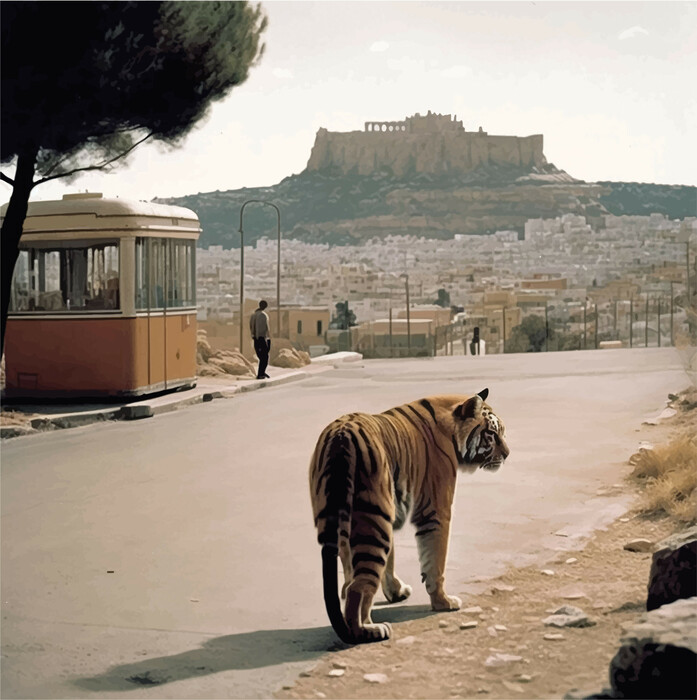 Athens Surreal: Μια σουρεαλιστική εικόνα της Αθήνας με αισθητική Γουές Άντερσον και τη βοήθεια της τεχνητής νοημοσύνης