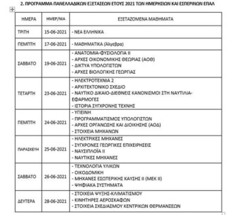 Πανελλαδικές 2021: Το πρόγραμμα των εξετάσεων και τα μαθήματα για τους υποψηφίους των ΓΕΛ και ΕΠΑΛ