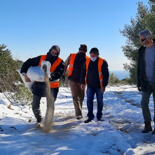 Κακοκαιρία Ελπίς: Ρίψεις τροφών για τα ζώα στο όρος Αιγάλεω 